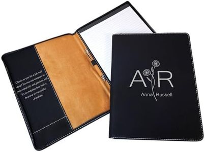 Daphne's Curations Personalized Zippered Vegan Leather Portfolio Padfolio – Custom Refillable Notepad Binder for Business & Resume – Letter‑Size Organizer with Card Slots, Pen Loop & Multiple Colors