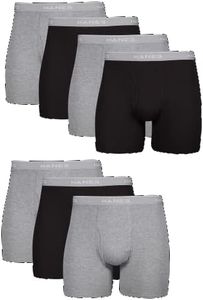 Hanes Men's 7-Pack Boxer Brief, Black/Grey, Large