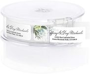 Floral Greenery Rolled Address Labels/Roll of 500 Personalized Address Labels/Designer Return Address Stickers in Elegant Plastic Dispenser