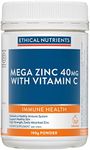 Ethical Nutrients Mega Zinc 40mg With Vitamin C Powder - Supports General Immunity, High Strength - Orange Flavoured 190g