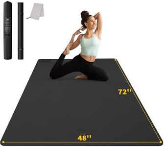 CAMBIVO Large Yoga Mat (6'x 4'), Extra Wide Workout Mat for Men and Women, 0.48'' Thick Exercise Fitness TPE Mat for Home Gym, Yoga, Pilates, Workout (Black), 12mm