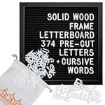 All Black Felt Letter Board Sign Board with Letters White Precut 10x10 Inch, Changeable Letter Board Baby Announcement Boards Letters Words And Numbers, Baby Letter Board Stand, Letter Message Board