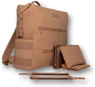 BUNSO Neoprene Diaper Bag, Minimalist Backpack Diaper Bag with Pouch, Changing Pad, and Stroller Straps, Water Resistant and Lightweight Baby Diaper Bag Backpack, Womens and Mens Diaper Bag, Khaki