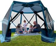 TIMBER RIDGE Easy Pop Up Gazebo Canopy Tent for Camping, 11.5 X 9.8 Ft Portable Instant Screened House, Pop Up Canopy with Netting for Backyard, Patio, Outdoor, Tailgating, Picnics, Blue