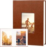 Small Photo Album 4x6 Holds 32 Photos Ideal for Wedding Theme-Album and Baby Photo Album, Handmade Paper Photo Album with Writing Space, 4x6 Photo Album for Family Wedding Anniversary (Brown)