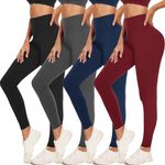 ACTINPUT 4 Pack Leggings for Women Black High Waist Tummy Control Leggings Ladies Buttery Soft Workout Gym Yoga Pants Slim Tights Regular&Plus Size(Black/Darkgrey/Navy Blue/Wine Red,L-XL)