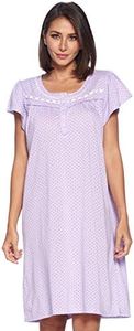 Casual Nights Women's Short Sleeve Polka Dot And Lace Nightgown - Purple - XX-Large