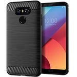 Plus Carbon Fiber Brushed Texture Shockproof Back Case Cover for LG G6 - Midnight Black