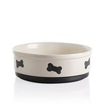 Sweejar Dog Bowl with Bone Pattern, Ceramic Dog Food Dish for Large Dogs, Porcelain Pet Bowl for Food and Water 60 oz (Beige)…