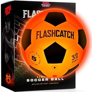 FlashCatch Light Up Soccer Ball - Glow in The Dark - NO 5 - Sports Gear Easter Gifts for Boys & Girls 8-15+ Year Old - Kids, Teens Gift Ideas - Cool Boy Toys Ages 8 to 15 Glowing Night Activity