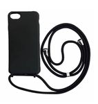 PuYu Zhe Compatible for iPhone 6/7/8 Case,Silicone Crossbody Cover TPU Shell Adjustable Cord Lanyard Slim Stylish Shockproof Case-Black