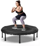 BCAN 48" Foldable Mini Trampoline, Silent Bungee Cord, Stable & Quiet Exercise Rebounder for Adults Indoor/Garden Workout Max 550LBS - Black