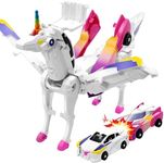 Intoypad Magical Collision Transforming Unicorn Car Toy for Kids Toddlers 3-5 5-7 | Magnetic Cars Deformation Robot Unicorn Toys | Christmas Birthday Gift for Boys and Girls(Pink)