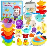 Lubibi 25 PCS Baby Bath Toys Set, Baby Bath Tub Toys Wind-up Toys Bath Books Paddling Pool Toys Floating Swimming Ducks & Turtles Water Toys for Toddler Kids Girls Boys Bath-time Shower Gifts