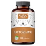 Nattokinase 2000FU per Capsule - High-Strength 240 Nattokinase Capsules from Fermented Natto Soybeans - 8 Months Supply - Non-GMO, Natural & Vegan- Laboratory Tested - Raibu