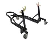 BIKETEK Motorcycle Rear Floating Paddock Stand Black 360° Dolly Stand