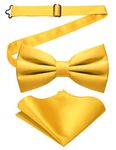 RBOCOTT Yellow Bow Tie and Pocket Square Set for Men(17)