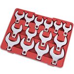 14-Piece Premium 1/2" Drive Jumbo Crowfoot Wrench Set | Include Standard SAE Sizes from 1-1/16" to 2" with Storage Tray | Chrome Vanadium Steel and Mirror Chrome Finish