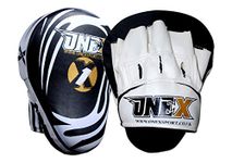 ONEX Boxing Pads Curved Focus Mitts, Maya Hide Leather KARA Hook and jab Training Pads, Adjustable Strap Ventilated, MMA Muay Thai Kickboxing Coaching Martial Arts Punching Hand Target Strike Shield