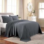 Superior 100% Cotton Medallion Bedspread with Shams, All-Season Premium Cotton Matelassé Jacquard Bedding, Quilted-Look Floral Medallion Pattern - King, Grey