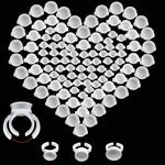 300pcs Tattoo Ink Rings Pigment Cups Plastic Disposable Adjustable Microblading Finger Glue Rings Holder Palette for Eyelash Eyebrow Tattooing Ink Caps S M L 3 Size