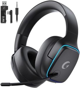 Gvyugke 2.4GHz Wireless Gaming Headsets for PS5, PS4, PC, Switch - Bluetooth 5.3 Gaming Headphones with Noise Canceling Mic, 7.1 Surround Sound, 70H Battery, RGB Lighting - Black