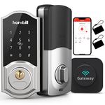 Hornbill Smart Deadbolt Locks with Gateway - Keyless Entry Digital Front Door Lock with Keypad, Wi-Fi Electronic Bluetooth Auto Lock Work with Alexa, App, for Homes, Offices and Apartments, Silver