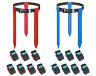 Hilhook Flag Football Belts, 14 Player Adjustable Flag Football Set with 42 Flags for Youth and Adults Training Equipment, Red and Blue, 45"