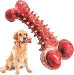 KIKNIN Dog Chew Toys, Dog Toys for Aggressive Chewers, Durable and Tough Dog Dental Chew Toys for Large Medium Dogs, Interactive Dog Toys with Rubber, Dog Teeth Cleaning Toy, Beef Flavor, Red