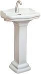 Fine Fixtures, Roosevelt White Pedestal Sink - 18 Inch Vitreous China Ceramic Material (Single Hole)