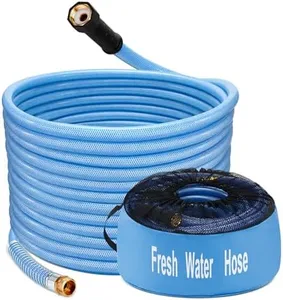 Kohree 50FT Upgraded RV Water Hose with Storage Bag, 5/8" Premium Drinking Water Hose, Leak Free, No Kink, Reinforced PVC Design w/Strain Relief Ends, Flexible Garden Hose for RV, Camper, Truck - Blue