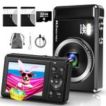 Digital Camera - 4K Digital Cameras for Photography - 44MP UHD Point and Shoot Camera for Kids Teen Boys Girls - Compact Small Vlogging Camera with 16X Digital Zoom, 32GB SD Card and 2 Batteries