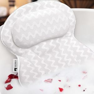 Sierra Concepts Bath Pillow Spa Bathtub Ergonomic for Tub, Neck, Head, Shoulder Pillows Support Cushion Headrest - Luxury Soft 3D Mesh + Strong Grip Suction Cups Soaking Large, Paradise