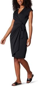 Amazon Essentials Women's Classic Cap Sleeve Wrap Dress (Available in Plus Size), Black, Large