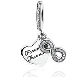 Forever Friends Charm,925 Sterling Silver,Fit Woman's Necklace and Bracelet