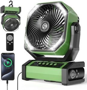 20000mAh Camping Fan with LED Light, Auto-Oscillating Desk Fan with Remote & Hook, Rechargeable Battery Operated Tent Fan, 4 Powerful Speeds 4 Timers USB Fan for Camping Jobsite Hurricane Emergency