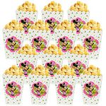 Qemsele Popcorn Bags Popcorn Boxes, 30 Pack Cartoon Paper Candy Containers Popcorn Cups Party Bag Treat Boxes for Birthday Parties, Movie Nights, Carnival, Theater & Party Favors Gift (Minnie)