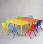 eHomeKart Rectangle Kids Table Set of 2 with 10 Chairs – Two Plastic Study Table for Home or School (48" L x 24" B) – Indoor & Outdoor Use – Color May Vary – 10 Chairs