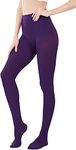 HeyUU 80D Semi Opaque Tights for Women Run Resistant Women's Tights Comfortable Pantyhose with 20+ Colours （Violet,L-XL