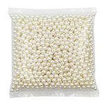 INSPIRELLE 1100pcs 8mm Ivory Polished ABS Undrilled Art Faux Pearls for Vase Fillers, No Hole Makeup Beads to Hold Brush Lipstick, Imitation Round Pearl Beads for Table Scatter Home Wedding Decoration
