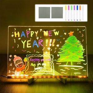 JBEIY LED Note Board with Colors,Led Light Up Acrylic Message Board，LED Illuminated Drawing Board Light Up Dry Erase Board with Stand for Office School Home (5.9x5.9in)