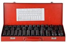 35pcs 1/2" Drive 6 Point 8-32mm Metric Deep Impact Socket Set Car Garage Tools