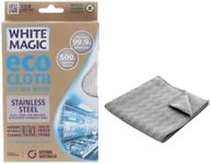 White Magic Microfibre Eco Cloth Stainless Steel Cleaning and Polishing, 2 Pack Bundle, Grey, 32 x 32cm