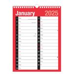 2025 Calendar A4 Large 2 Column Month To View Spiral Bound Wall Planner for Home Business Office School 1 January 2025 to 31 December 2025