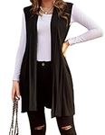 Beyove Womens Long Vests Sleeveless Draped Lightweight Open Front Cardigan Layering Vest with Side Pockets