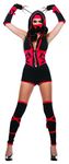 Starline S4397 Women's Dragon Sexy Ninja 4 Piece Costume Set with Mask Adult-Sized, Red/Black, Medium