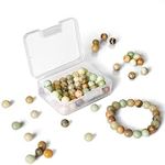 Belle Vous 100 Pcs 8.6mm Natural Amazonite Stone Round Loose Beads with Storage Box - Crystal Energy Healing Gemstone Bead Set for Jewellery & Bracelet Making