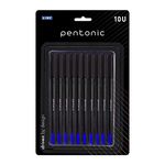 Pentonic 0.7 mm Ball Pen Blister Pack | Black Body | Blue Ink | Set of 10 Pens