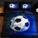 Mozeo 3D Soccer Bedding Duvet Cover Set 2 Piece (1 Duvet Cover+1 Pillowcase) for Teen Boys Sports Microfiber Bedding Quilt (Twin Soccer)