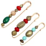 PRETYZOOM Vintage Brooches Safety Pins Decorative Collar Safety Pin Large Lapel Pins Beads Brooch Cardigan Pullover Pins Chest Pins Clothing Decor for Women Wedding